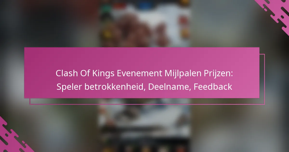 Clash Of Kings Evenement Mijlpalen Prijzen: Speler betrokkenheid, Deelname, Feedback