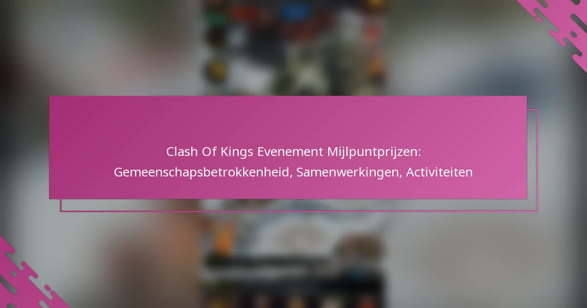 Clash Of Kings Evenement Mijlpuntprijzen: Gemeenschapsbetrokkenheid, Samenwerkingen, Activiteiten