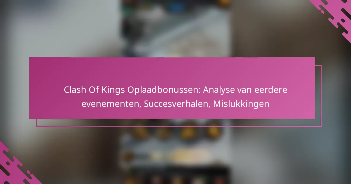 Clash Of Kings Oplaadbonussen: Analyse van eerdere evenementen, Succesverhalen, Mislukkingen
