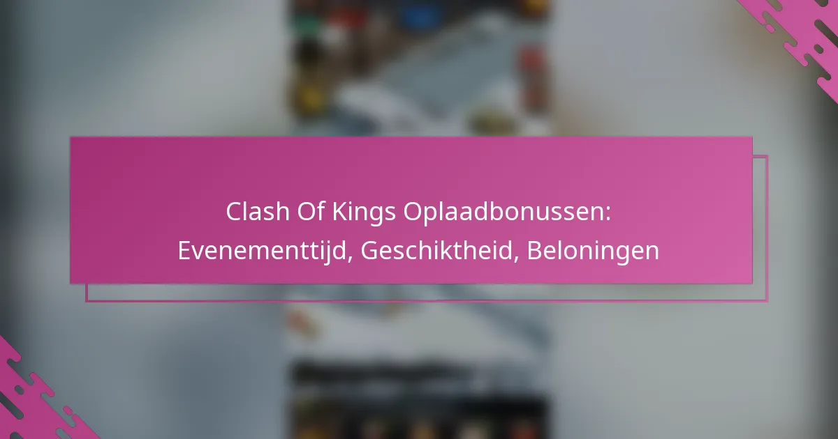 Clash Of Kings Oplaadbonussen: Evenementtijd, Geschiktheid, Beloningen