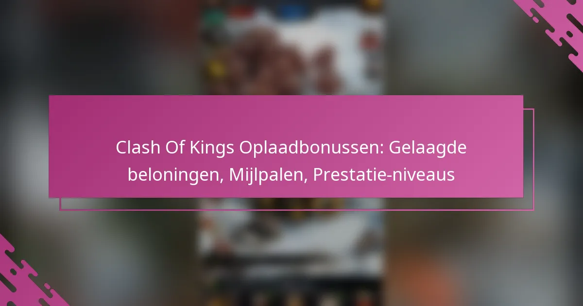 Clash Of Kings Oplaadbonussen: Gelaagde beloningen, Mijlpalen, Prestatie-niveaus