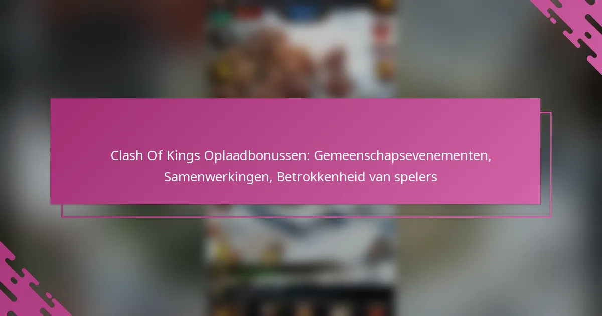 Clash Of Kings Oplaadbonussen: Gemeenschapsevenementen, Samenwerkingen, Betrokkenheid van spelers