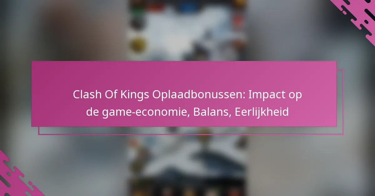 Clash Of Kings Oplaadbonussen: Impact op de game-economie, Balans, Eerlijkheid