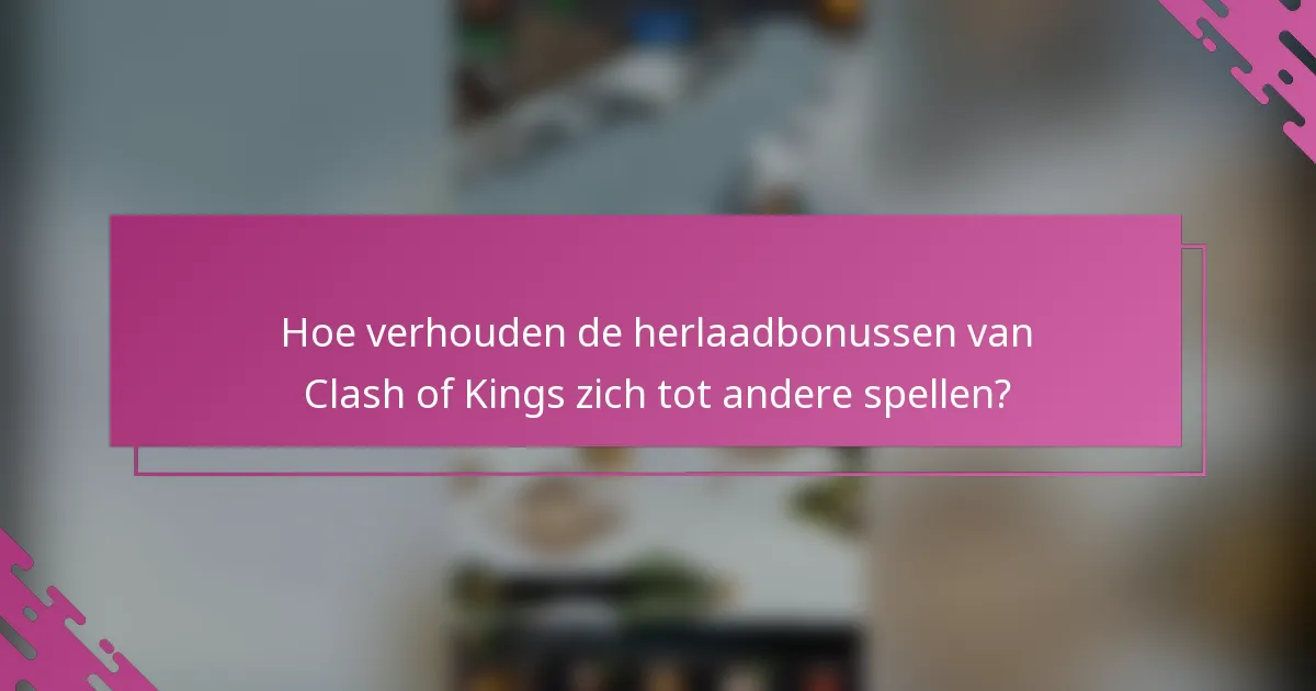 Hoe verhouden de herlaadbonussen van Clash of Kings zich tot andere spellen?