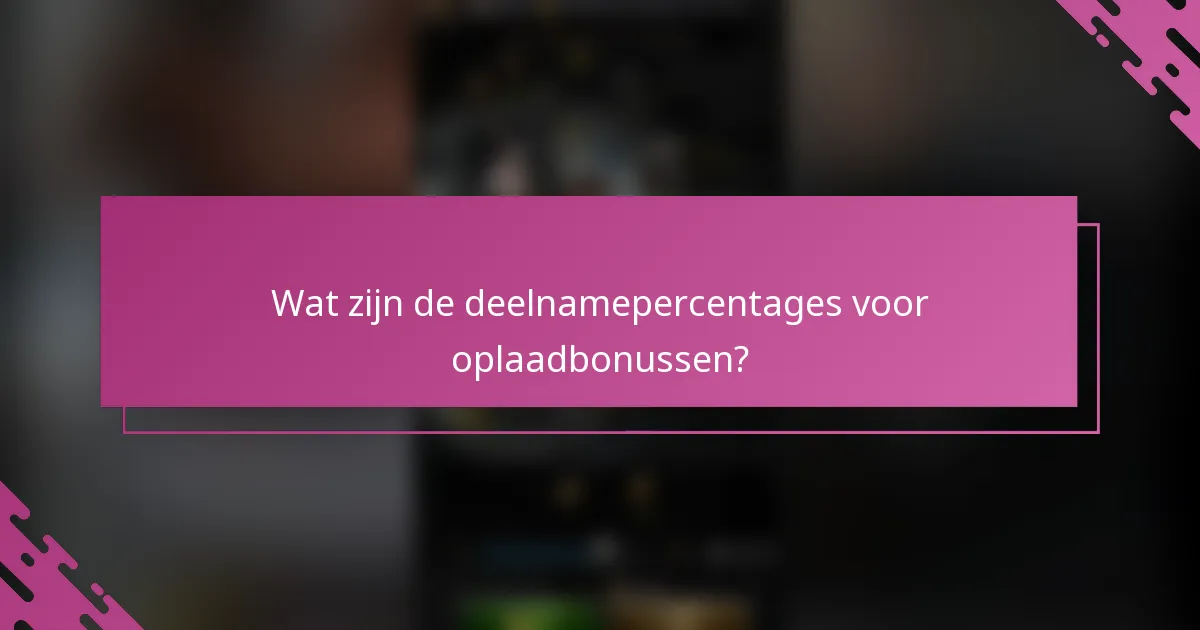 Wat zijn de deelnamepercentages voor oplaadbonussen?
