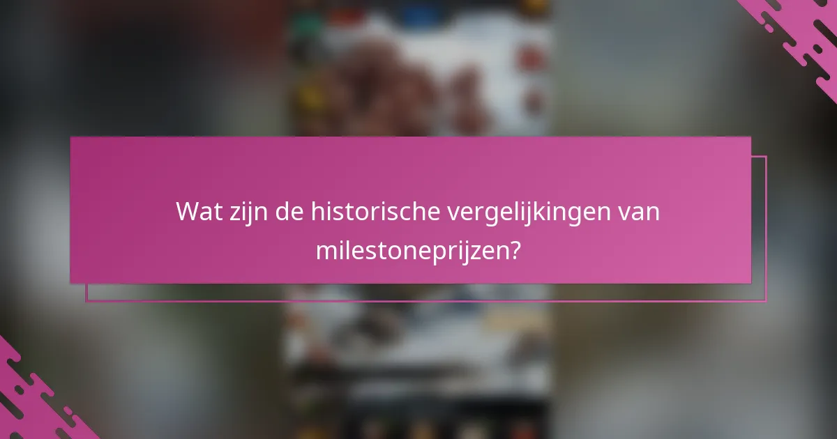 Wat zijn de historische vergelijkingen van milestoneprijzen?